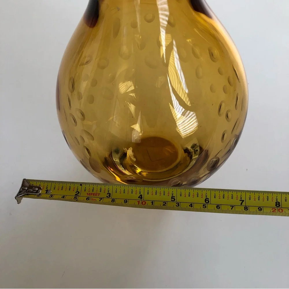 Large Crate & Barrel Amber Vase with circle indents 11x7